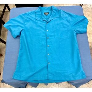 David Taylor Collection Mens Turquoise Blue Short Sleeve Button Up Shirt XL